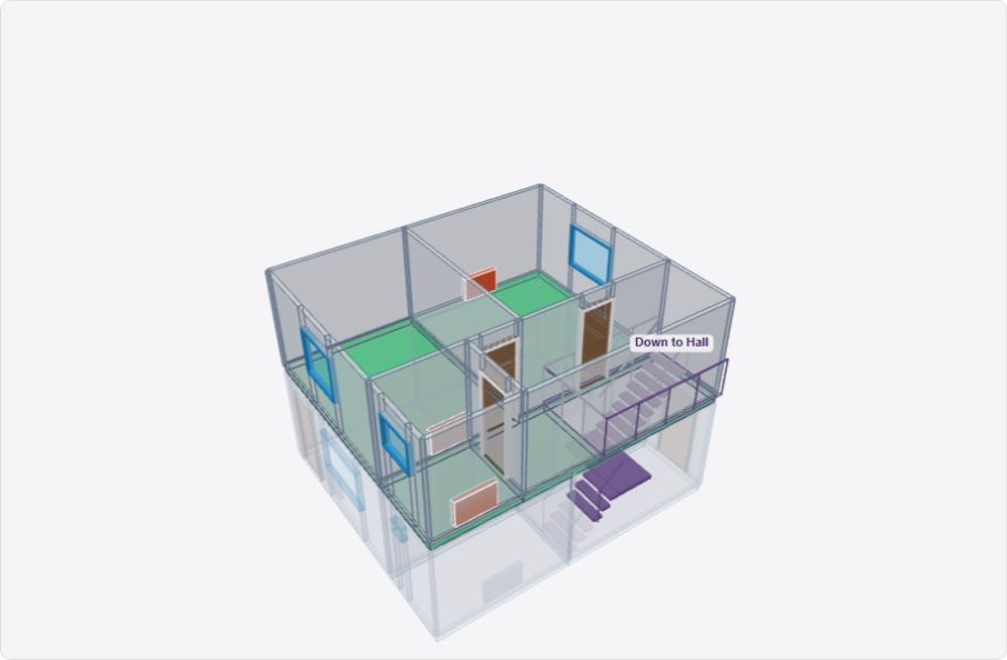 A two-storey house model from recoheat.app